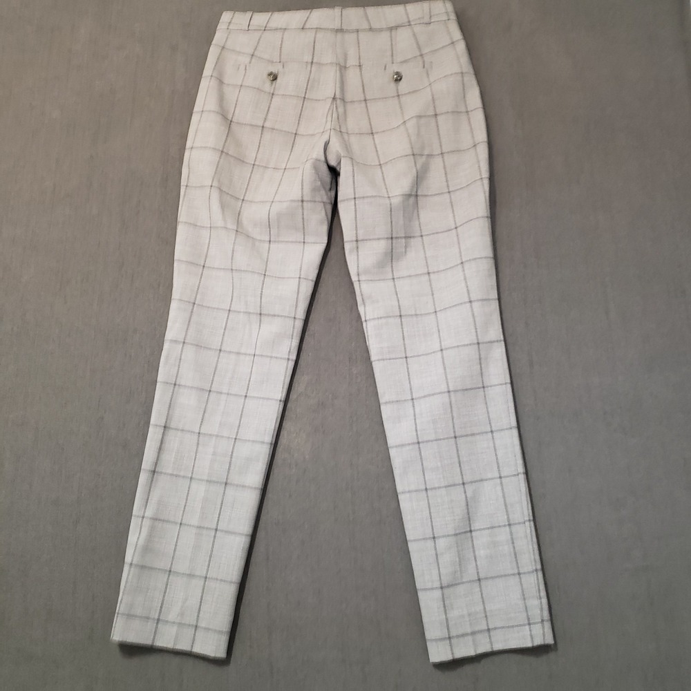 Banana Republic Trouser Womens Size 2 Tall Avery Gray Checkered Wool Blend - Picture 2 of 11
